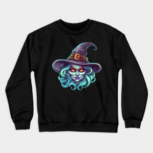 Poison witch face, blue and purple Crewneck Sweatshirt